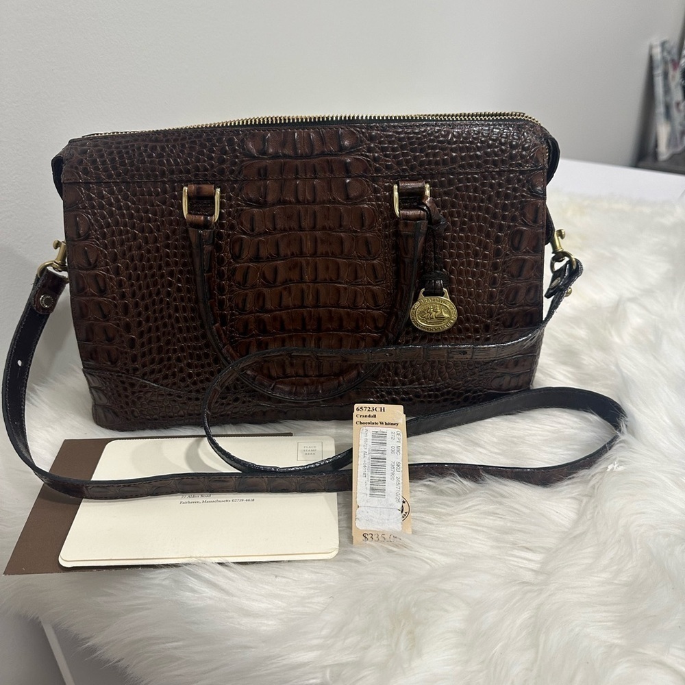 Brahmin Crandall Chocolate Whitney Satchel Handbag